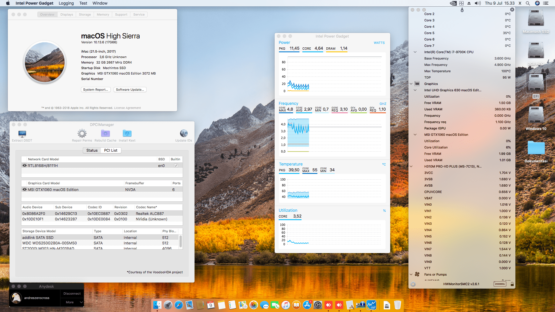 Success Hackintosh macOS High Sierra 10.13.6 Build 17G66 in MSI H310M PRO-VD PLUS + Intel Core i7 9700K + MSI GTX 1060